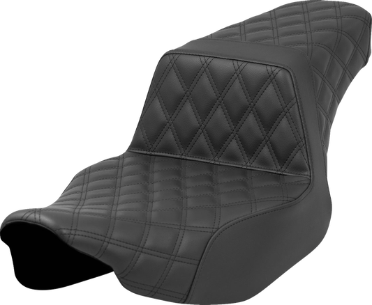 SADDLEMEN Step-Up Seat - Front/Rear Lattice Stitch - Black - Touring '23.5-'25