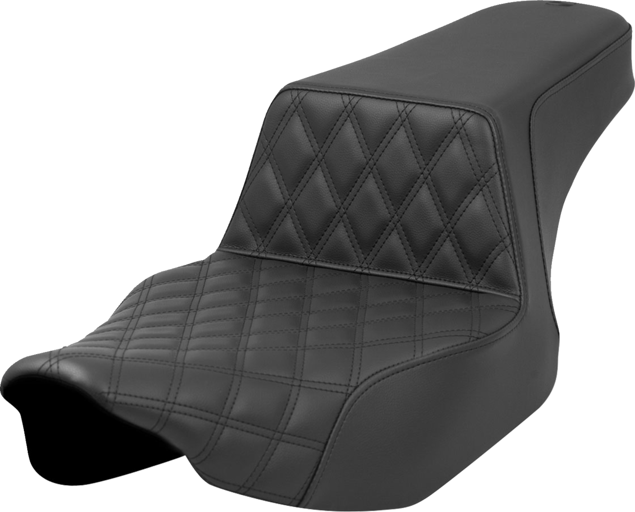 SADDLEMEN Step-Up Seat - Front Lattice Stitch - Black - Extended Reach - Touring '23.5-'25