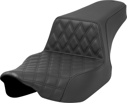 SADDLEMEN Step-Up Seat - Front Lattice Stitch - Black - Extended Reach - Touring '23.5-'25