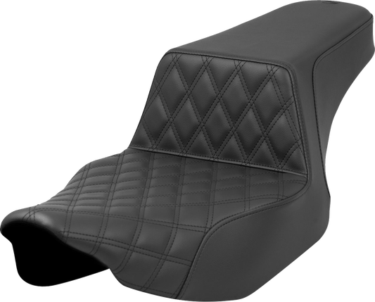 SADDLEMEN Step-Up Seat - Front Lattice Stitch - Black - Extended Reach - Touring '23.5-'25