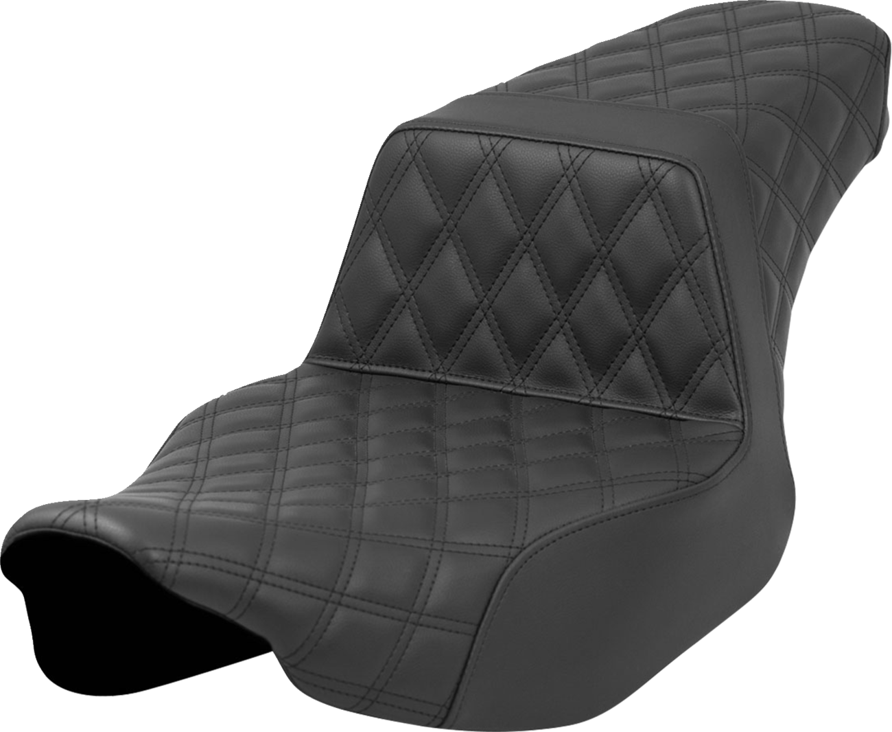 SADDLEMEN Step-Up Seat - Full Latice Stitch - Black - Extended Reach - Touring '23.5-'25