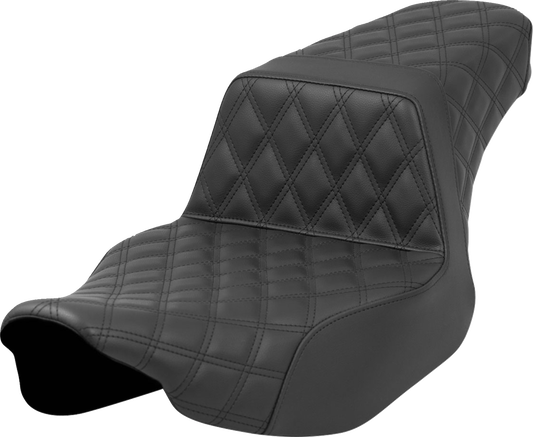 SADDLEMEN Step-Up Seat - Full Latice Stitch - Black - Extended Reach - Touring '23.5-'25