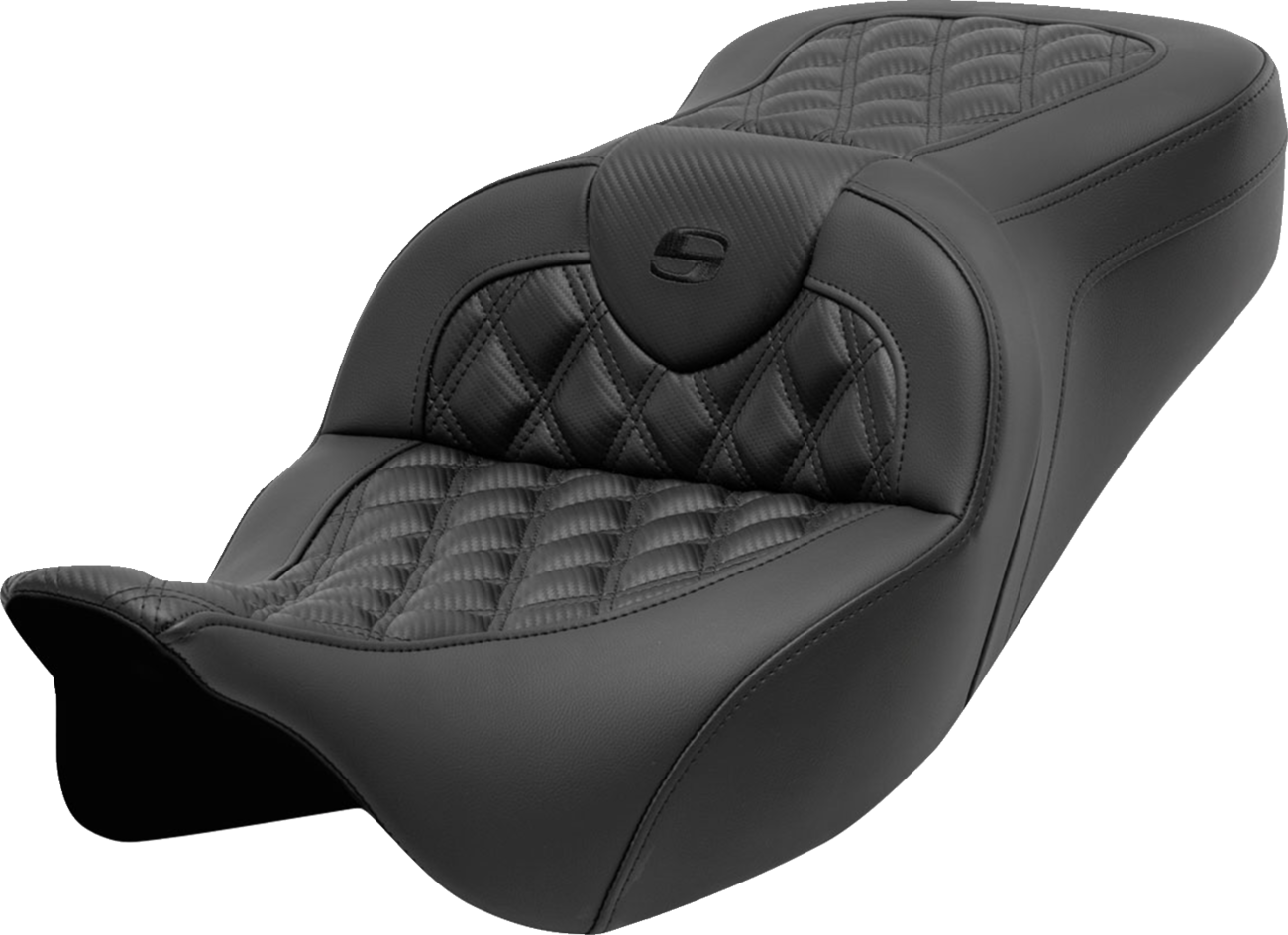 SADDLEMEN Roadsofa™ Seat - without Backrest - Lattice Stitch - Carbon Fiber - Touring '08-'24