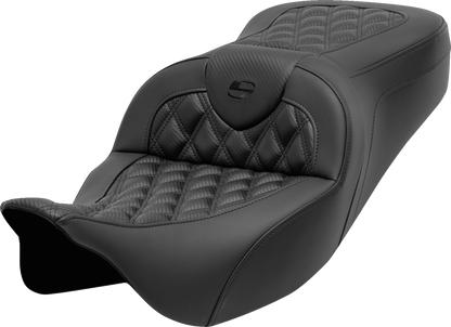 SADDLEMEN Roadsofa™ Seat - without Backrest - Lattice Stitch - Carbon Fiber - Touring '08-'24