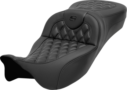 SADDLEMEN Roadsofa™ Extended Reach Seat - without Backrest - Lattice Stitch - Carbon Fiber - Touring '08-'24