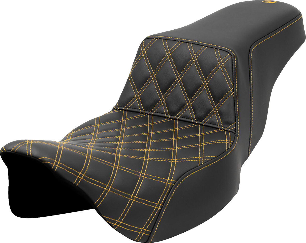 SADDLEMEN Step-Up Seat - Front Lattice Stitch - Gold Stitch - Extended Reach - Touring '08-'24