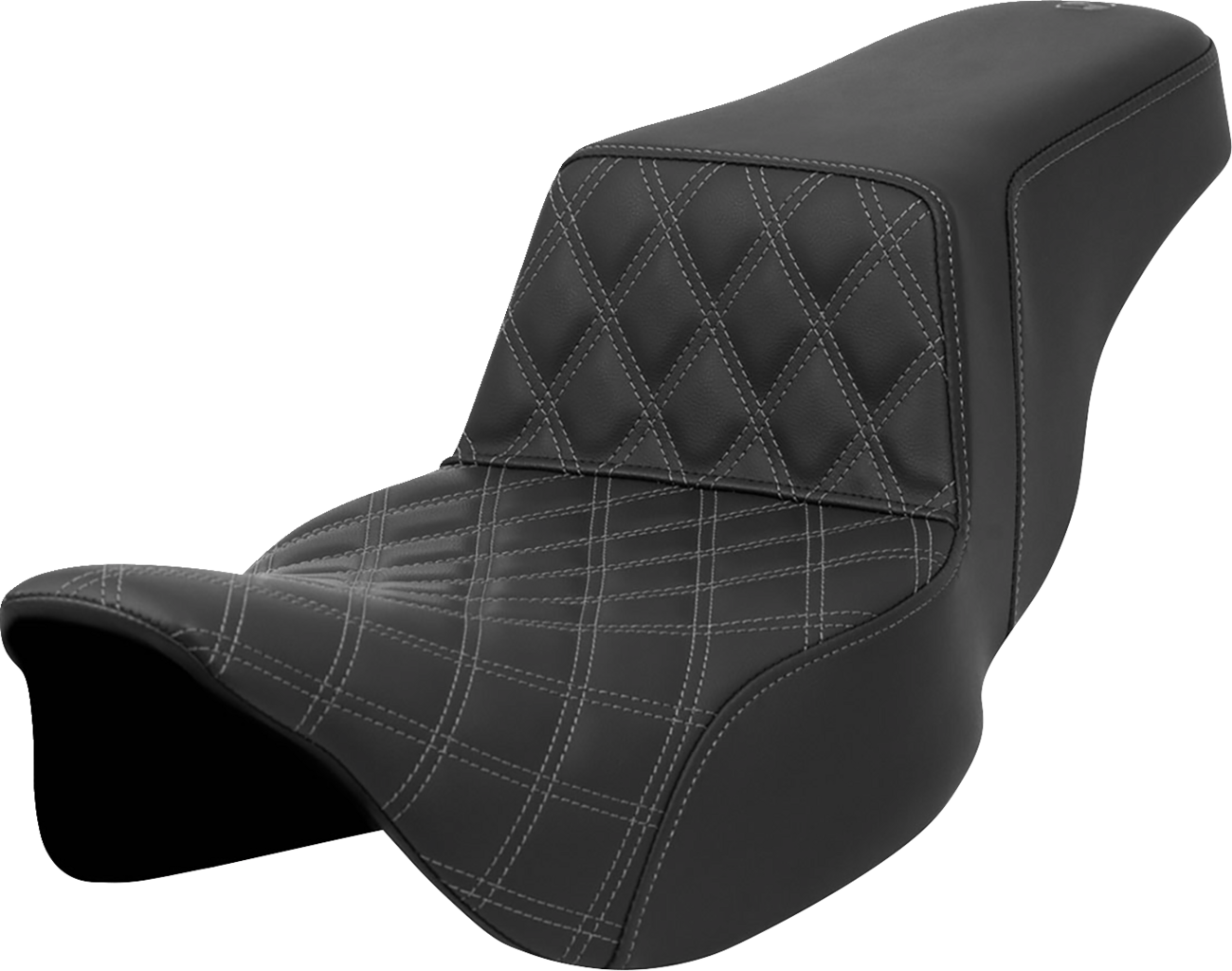 SADDLEMEN Step-Up Seat - Front Lattice Stitch - Gray Stitch - Extended Reach - Touring '08-'24