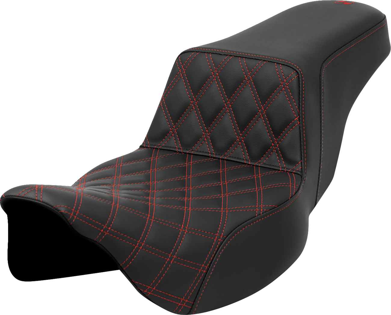 SADDLEMEN Step-Up Seat - Front Lattice Stitch - Red Stitch - Extended Reach - Touring '08-'24