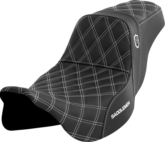 SADDLEMEN Pro Series SDC Performance Seat - w/o Backrest - White Stitch - Touring '08-'24
