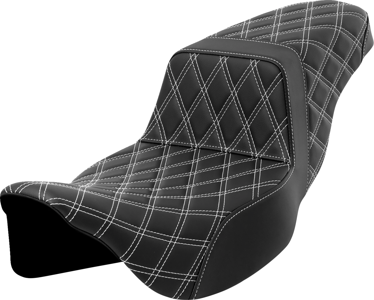 SADDLEMEN Step-Up Seat - Lattice Stitch - White Stitch - Extended Reach - Touring '08-'24