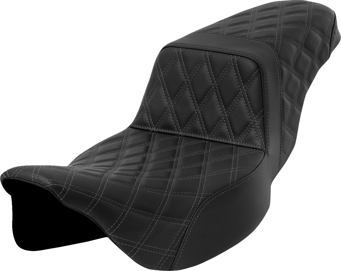 SADDLEMEN Step-Up Seat - Lattice Stitch - Dark Gray Stitch - Extended Reach - Touring '08-'24