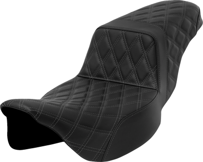 SADDLEMEN Step-Up Seat - Lattice Stitch - Dark Gray Stitch - Extended Reach - Touring '08-'24