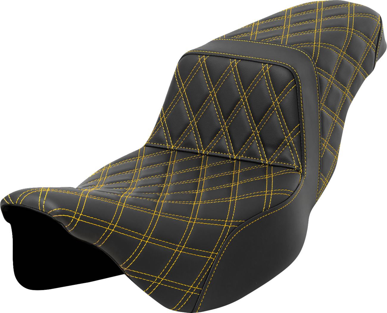 SADDLEMEN Step-Up Seat - Lattice Stitch - Gold Stitch - Extended Reach - Touring '08-'24