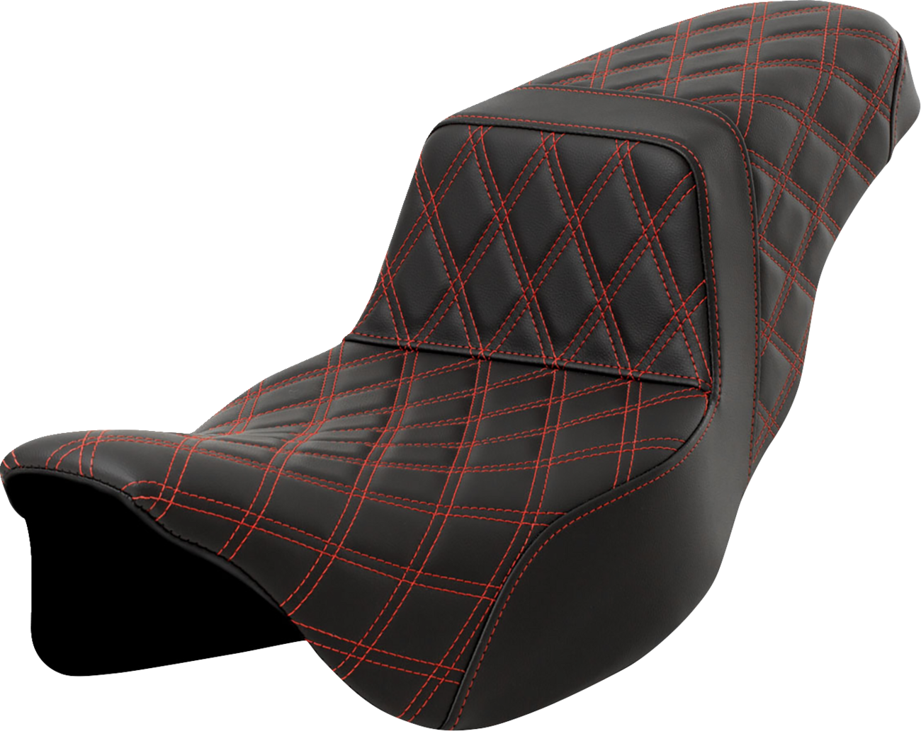 SADDLEMEN Step-Up Seat - Lattice Stitch - Red Stitch - Extended Reach - Touring '08-'24