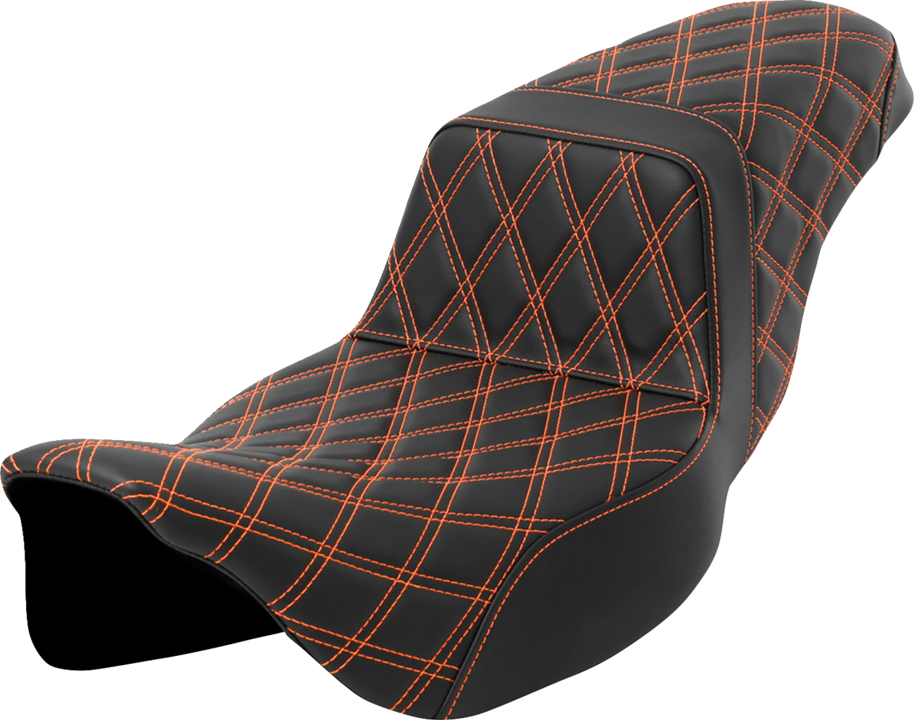 SADDLEMEN Step-Up Seat - Lattice Stitch - Orange Stitch - Extended Reach - Touring '08-'24