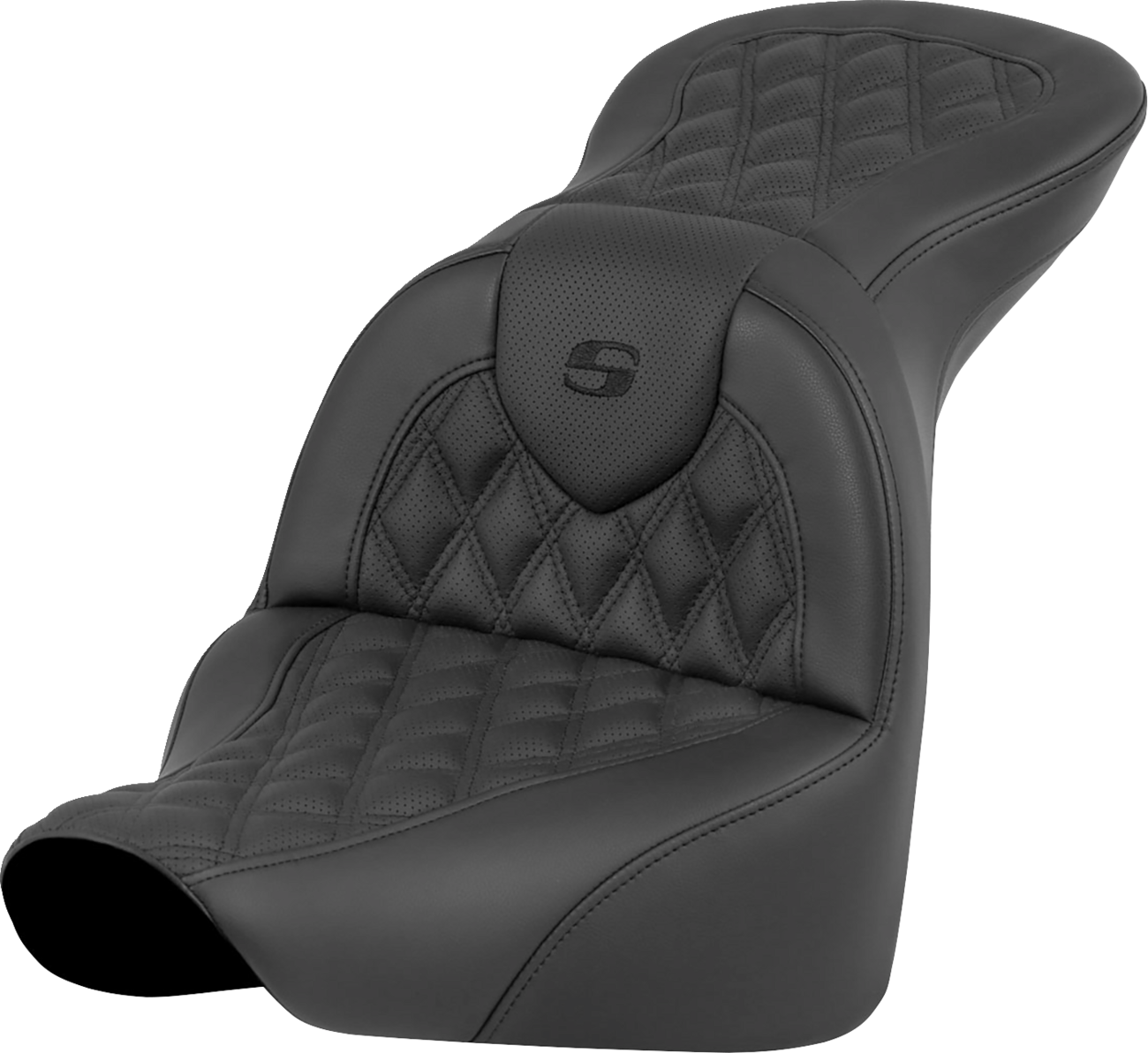 SADDLEMEN RoadSofa Seat - Lattice Stitch - without Driver Backrest - Softail '18-'24
