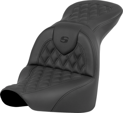 SADDLEMEN RoadSofa Seat - Lattice Stitch - without Driver Backrest - Softail '18-'24
