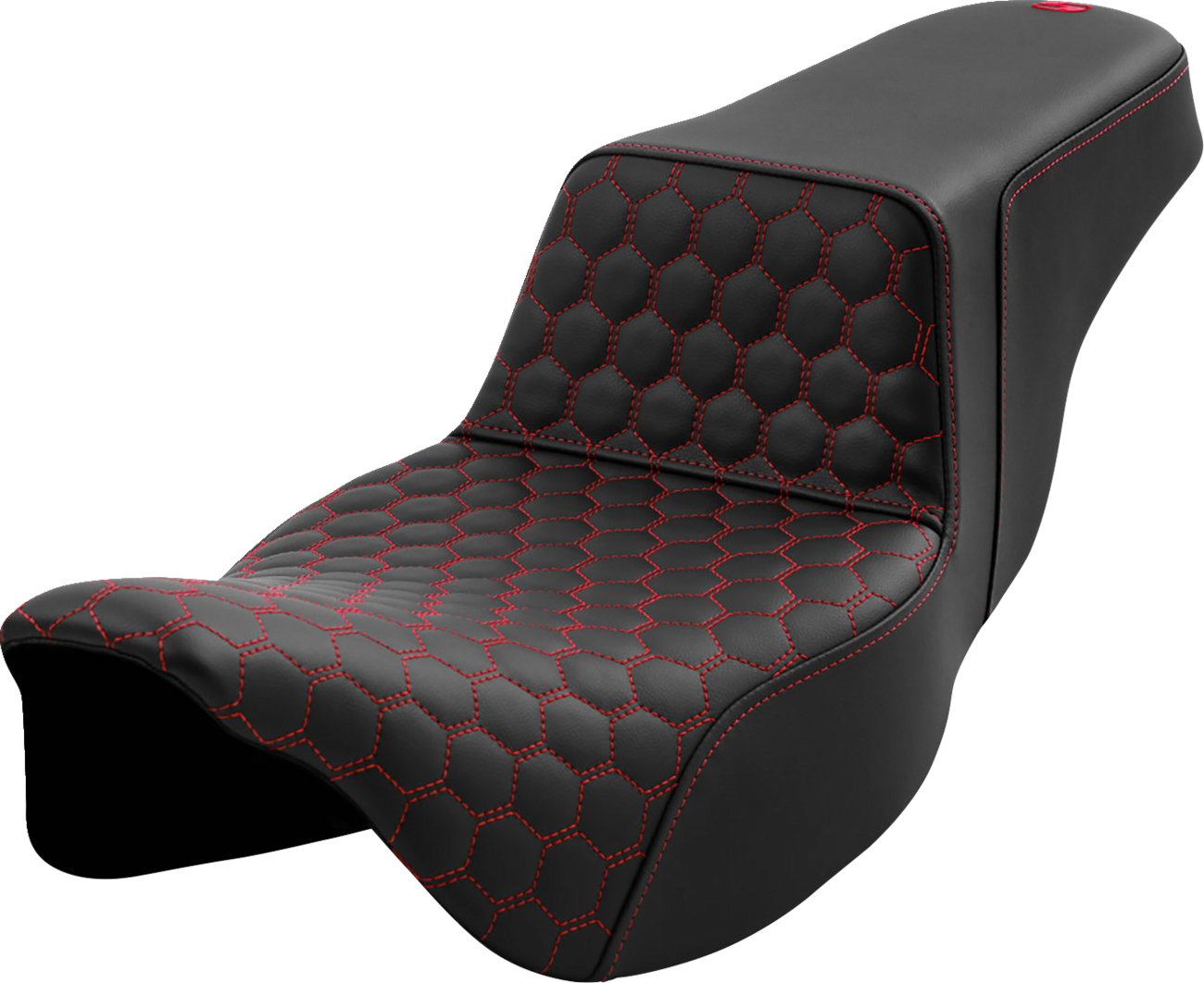 SADDLEMEN Step-Up Seat - Honeycomb - Extended Reach - Red Stitching - Touring '08-'24