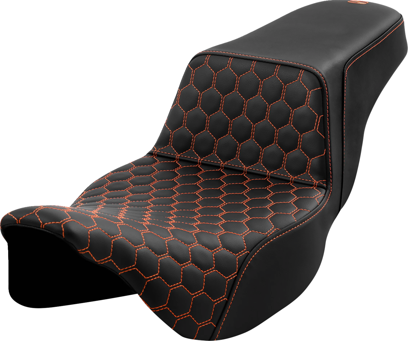 SADDLEMEN Step-Up Seat - Honeycomb - Extended Reach - Orange Stitching - Touring '08-'24