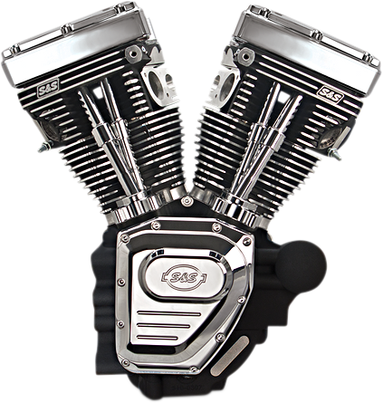 S&S CYCLE T124 Long Block Engine - Wrinkle Black and Chrome - Touring