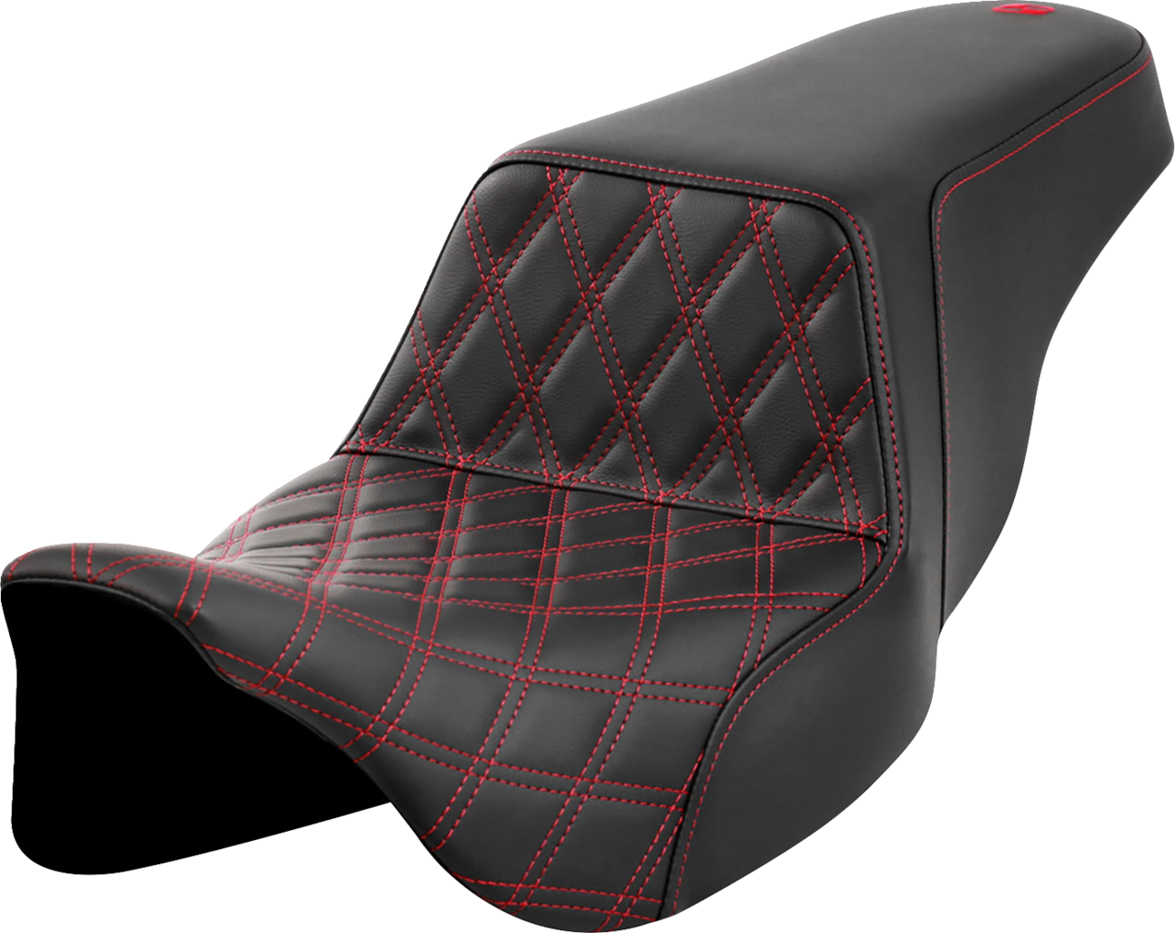 SADDLEMEN Step-Up Seat - Front Lattice Stitch - Red Stitch - Touring '08-'24