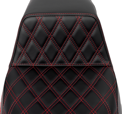 SADDLEMEN Step-Up Seat - Front Lattice Stitch - Red Stitch - Touring '08-'24