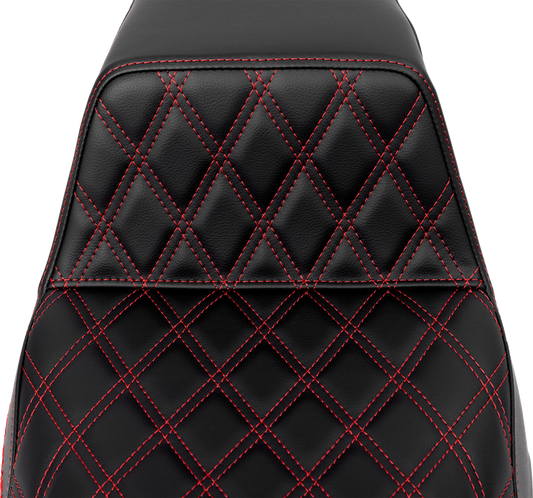 SADDLEMEN Step-Up Seat - Front Lattice Stitch - Red Stitch - Touring '08-'24