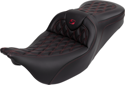 SADDLEMEN Roadsofa™ Seat - with Backrest - Wine Berry Stitch - Touring '08-'24