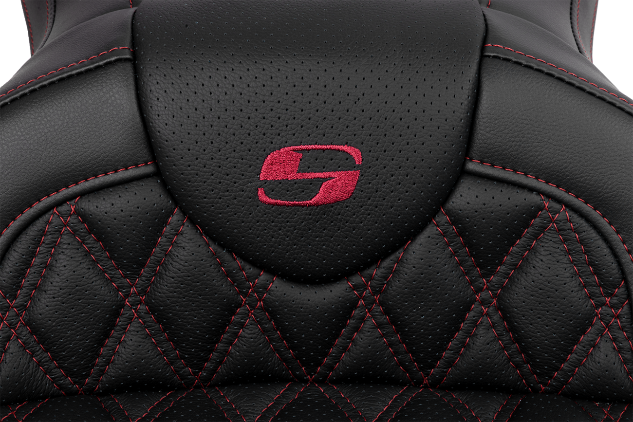 SADDLEMEN Roadsofa™ Seat - with Backrest - Wine Berry Stitch - Touring '08-'24