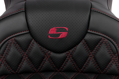 SADDLEMEN Roadsofa™ Seat - with Backrest - Wine Berry Stitch - Touring '08-'24
