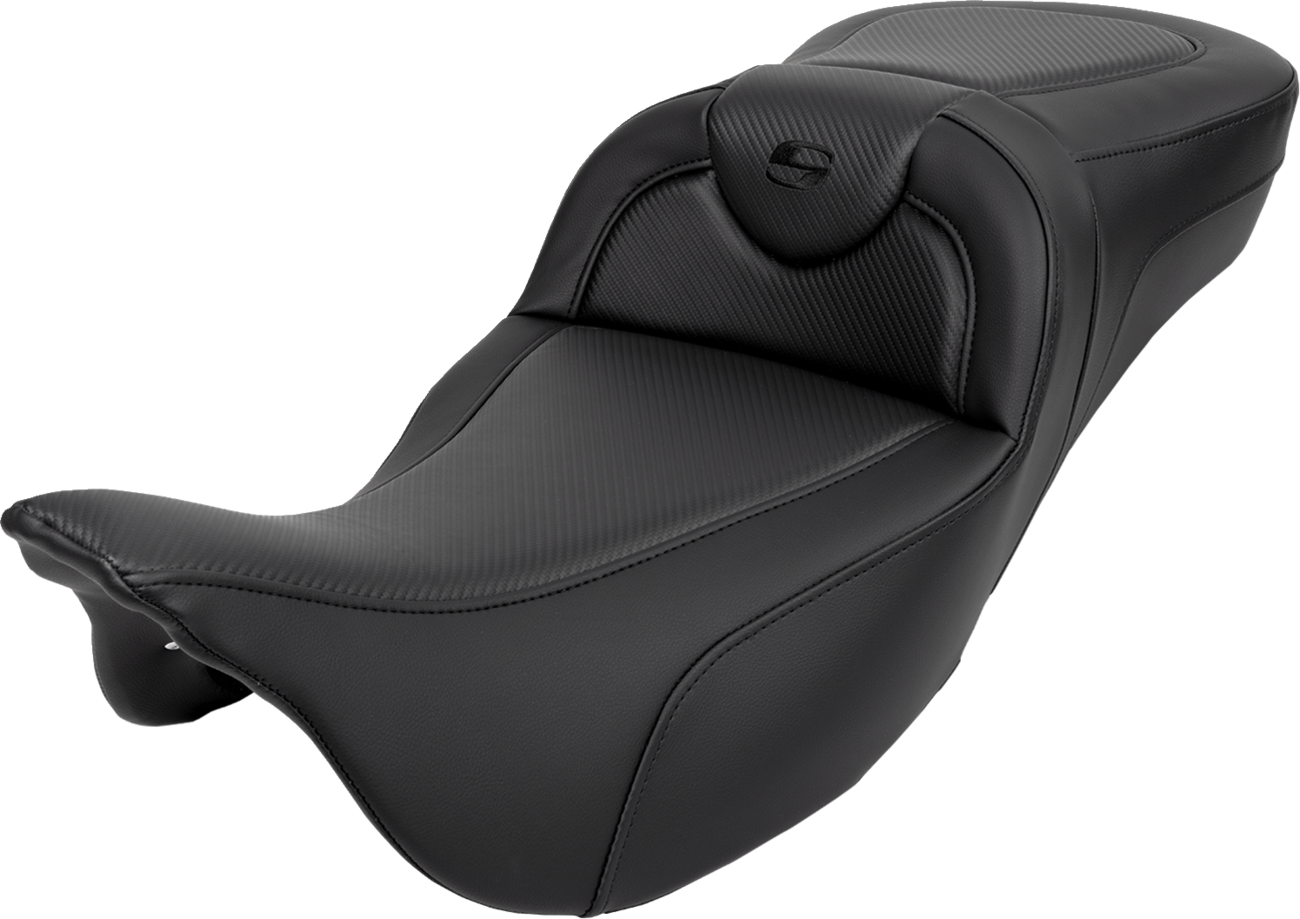 SADDLEMEN Roadsofa™ Extended Reach Seat - Carbon Fiber - Black Stitch - without Backrest - Touring '08-'24