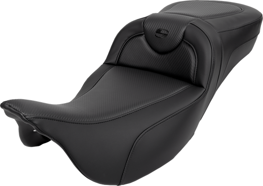 SADDLEMEN Roadsofa™ Extended Reach Seat - Carbon Fiber - Black Stitch - without Backrest - Touring '08-'24