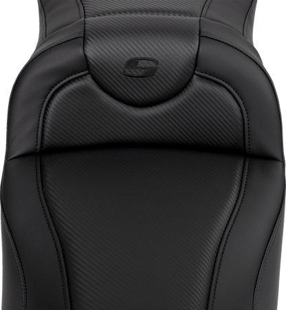 SADDLEMEN Roadsofa™ Extended Reach Seat - Carbon Fiber - Black Stitch - without Backrest - Touring '08-'24