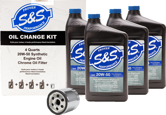 S&S CYCLE Oil Change Kit - Black Filter - '99-'17 Twin Cam - 4 US quarts