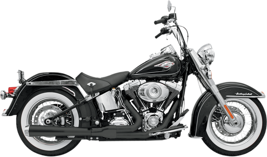 BASSANI XHAUST 2:1 Exhaust - Black - Long - '86-'17 SOFTAIL MODELS