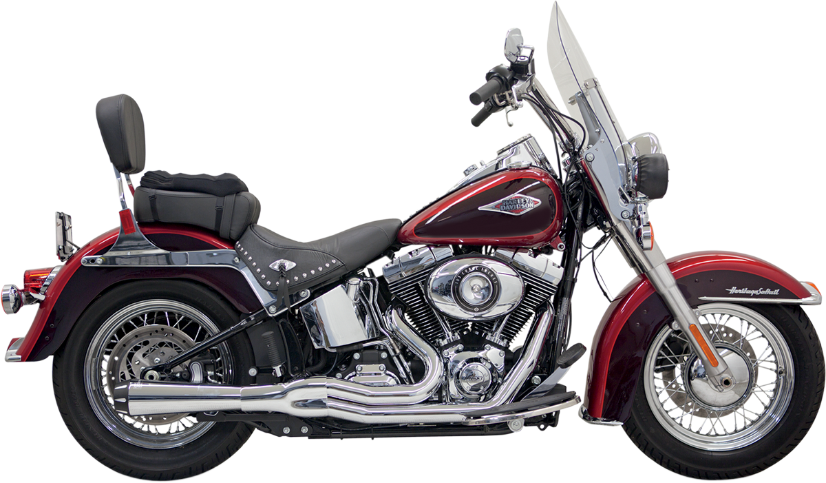 BASSANI XHAUST Mega Power Exhaust - Chrome - Short - '86-'17 SOFTAIL
