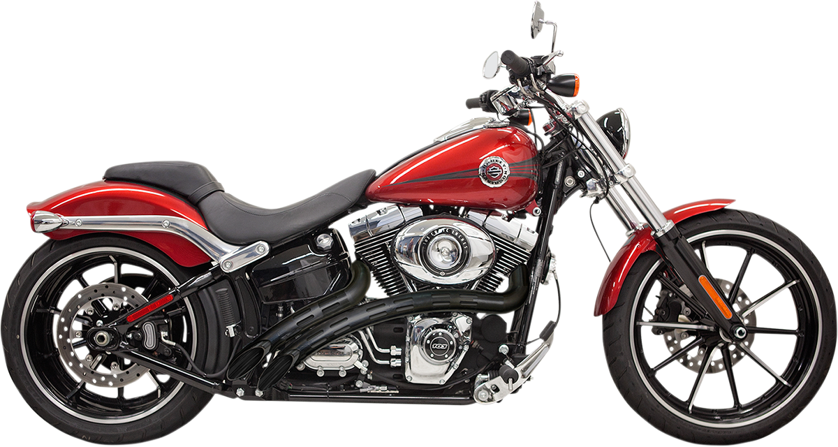 BASSANI XHAUST Sweeper Exhaust - Black/Black - '86-'17 SOFTAIL
