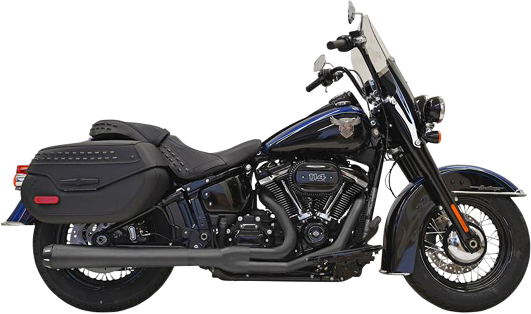 BASSANI XHAUST 2-into-1 Road Rage Exhaust System - Black - 2018-2021 SOFTAIL MODELS