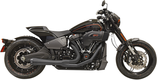 BASSANI XHAUST 2-into-1 Road Rage Exhaust System - Black - 2018-2021 SOFTAIL MODELS