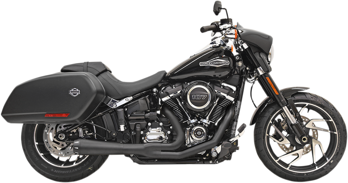 BASSANI XHAUST 2-into-1 Road Rage Exhaust System - Black - 2018-2022 SOFTAIL MODELS