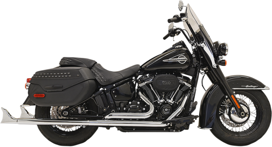 BASSANI XHAUST Fishtail Exhaust with Baffle - 33" - '18-'21 SOFTAIL