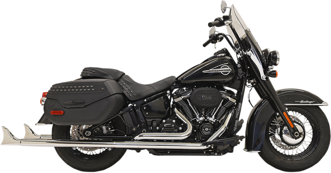 BASSANI XHAUST Fishtail Exhaust - 36" - '18-'20 SOFTAIL
