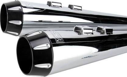 BASSANI XHAUST Megaphone Mufflers - Chr/Blk - Fluted - Performance Baffle - '95-'16 TOURING MODELS