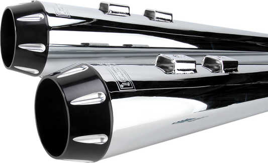 BASSANI XHAUST Megaphone Mufflers - Chr/Blk - Fluted - Performance Baffle - '95-'16 TOURING MODELS