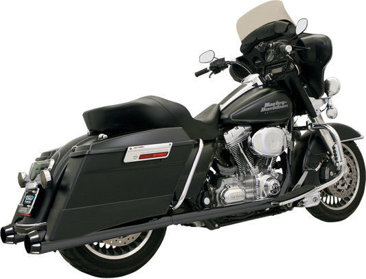 BASSANI XHAUST Megaphone Mufflers - Blk/Blk - Fluted - Performance Baffle - '95-'16 TOURING