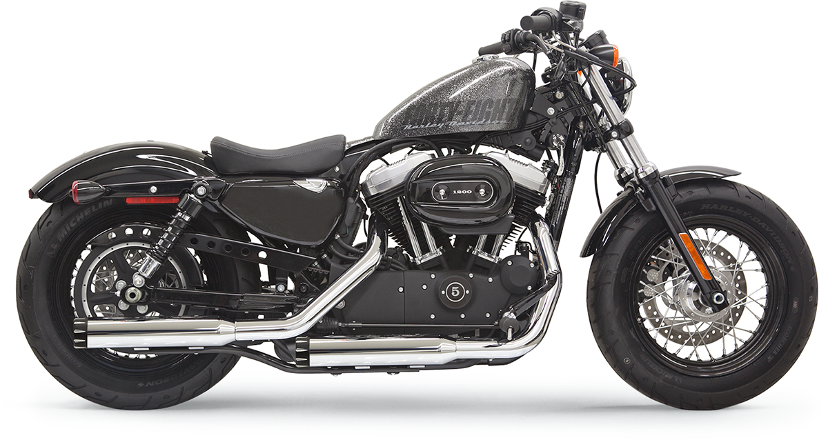 BASSANI XHAUST Firepower Series Slip-On Mufflers - Chrome/Black - Fluted - '14-'20 SPORTSTER MODELS