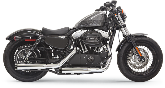 BASSANI XHAUST Firepower Series Slip-On Mufflers - Chrome/Black - Fluted - '14-'20 SPORTSTER MODELS