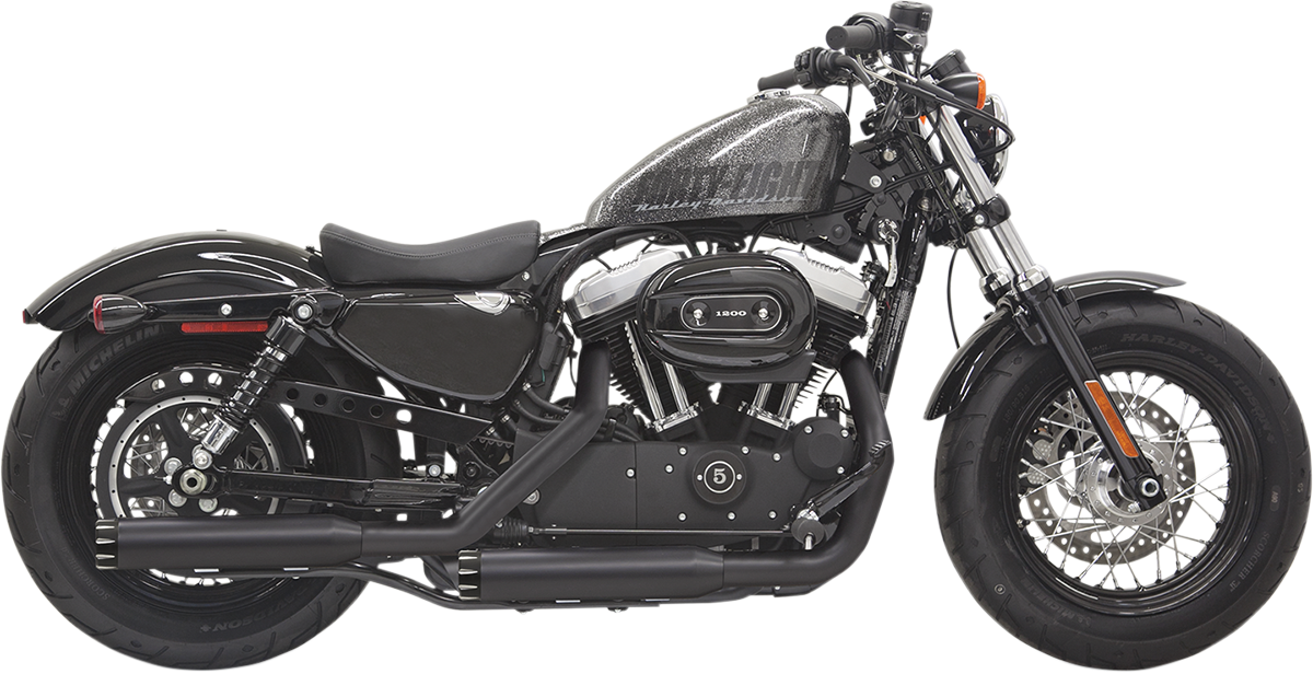 BASSANI XHAUST Firepower Series Slip-On Mufflers - Black - Fluted - '14-'20 SPORTSTER MODELS
