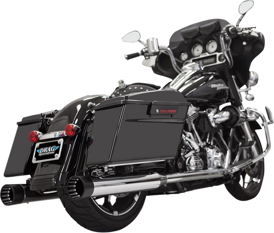 BASSANI XHAUST DNT Straight Can SLIP-ON Mufflers for 1995-2016 TOURING - Chrome/Black
