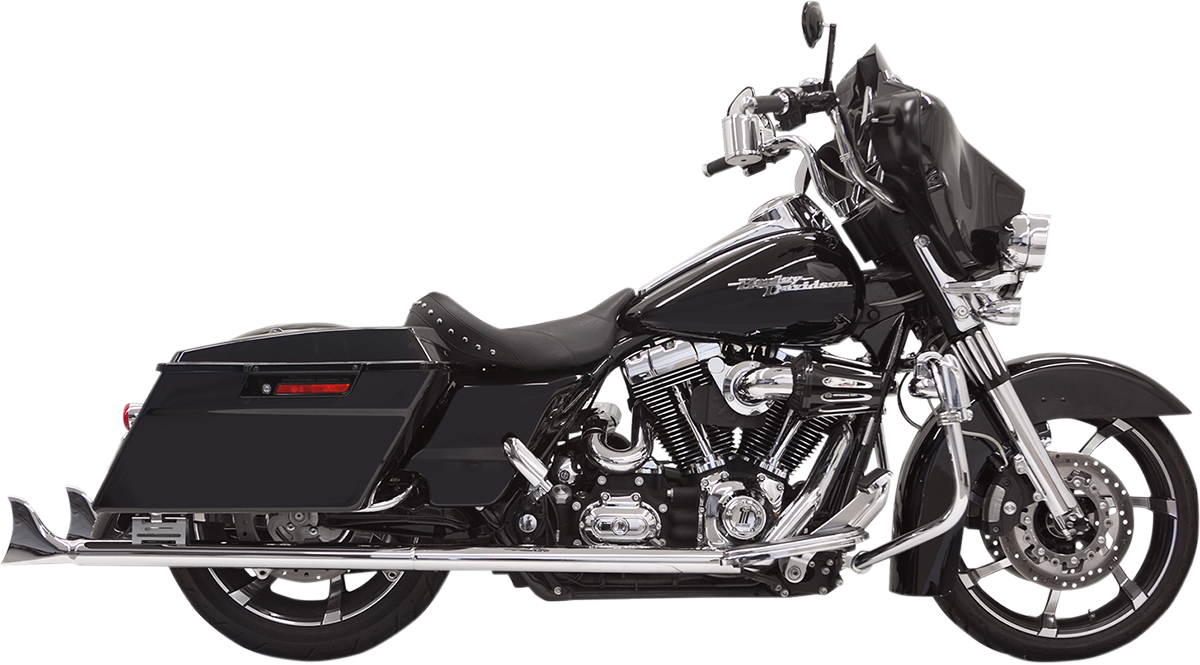 BASSANI XHAUST Fishtail Mufflers - Chrome - w/out Baffle - 33" - '95-'16 TOURING MODELS